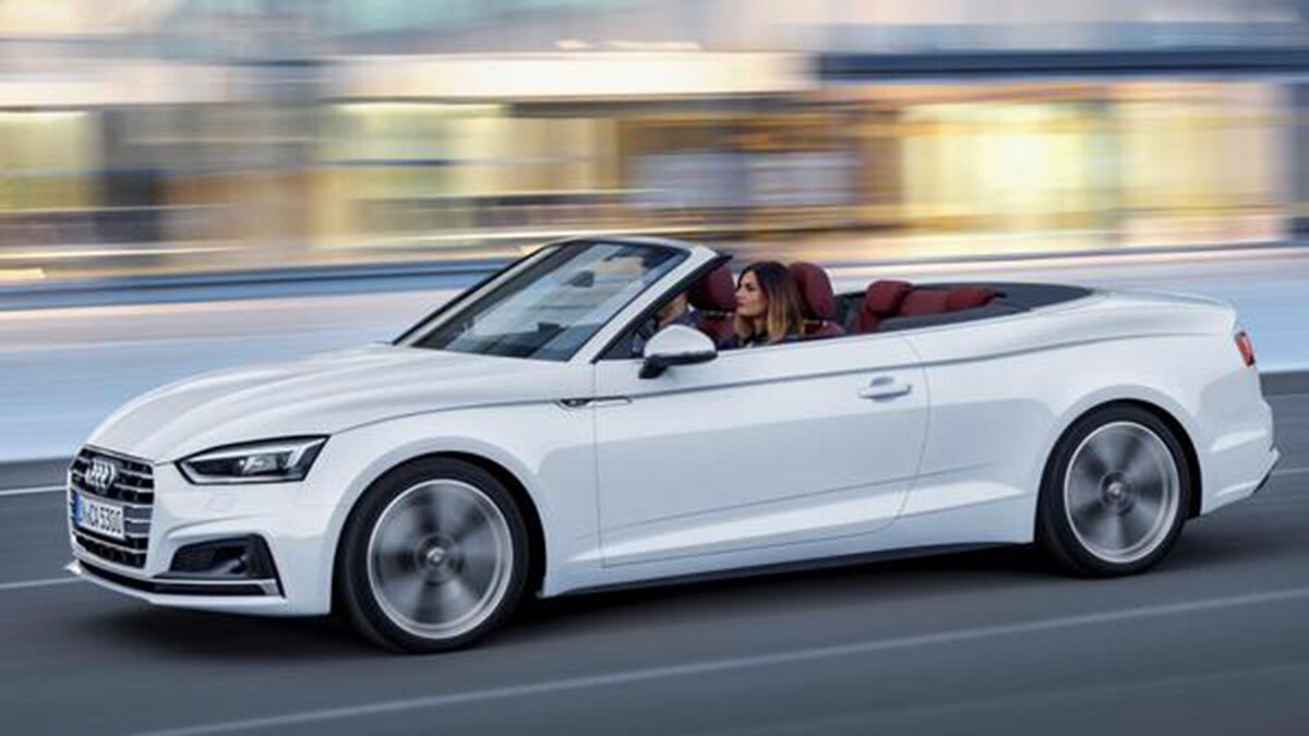  2018 Audi A5 Cabriolet in white on the road.