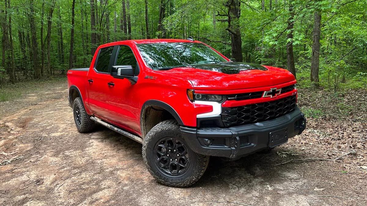 2025 Chevrolet Silverado 1500 in red.