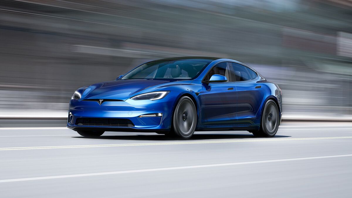 2023 Tesla Model S in blue.
