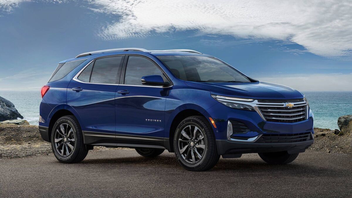 a blue 2022 Chevrolet Equinox parked on a seaside cliff